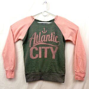 Caesars Atlantic City Long Sleeve Raglan Sweatshirt Women M Gray Pink
